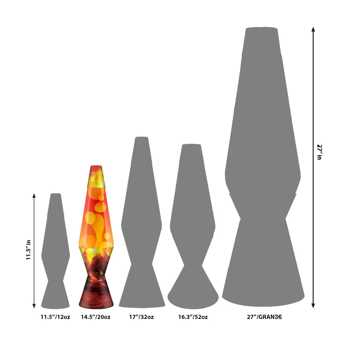 liquid motion lamp Erupting Crater Size